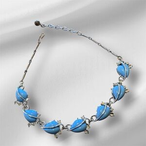 A vintage Coro Pegasus Elegant light Blue and Silver Women's choker Necklace